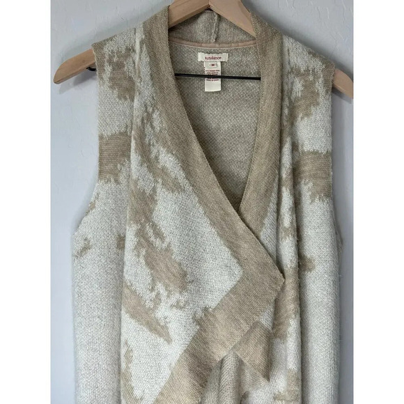 Sundance Merino Wool Mohair Open Front Longline Sleeveless Cardigan Size M - Picture 2 of 8